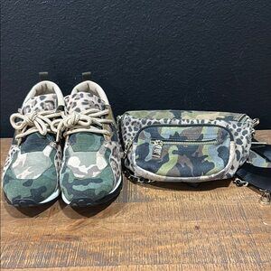Steve Madden Camouflage and Leopard Print Shoe and Bag Set